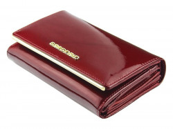 Gregorio tmavo hnedá lakovaná dámska kožená peňaženka v darčekovej krabičke #1