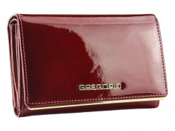 Gregorio tmavo hnedá lakovaná dámska kožená peňaženka v darčekovej krabičke #2