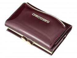 Gregorio tmavo hnedá lakovaná malá dámska kožená peňaženka v darčekovej krabičke ZLF-117 #1