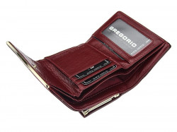 Gregorio tmavo hnedá lakovaná malá dámska kožená peňaženka v darčekovej krabičke ZLF-117 #3