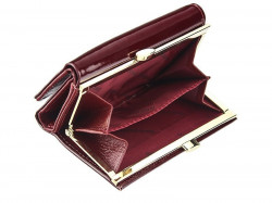 Gregorio tmavo hnedá lakovaná malá dámska kožená peňaženka v darčekovej krabičke ZLF-117 #4