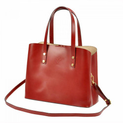 Kožená červená dámska kabelka do ruky Florencia #4