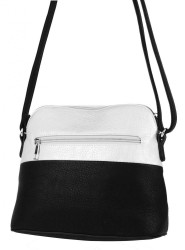Malá crossbody kabelka so strieborným zipsom NH6021 čierno-biela #2