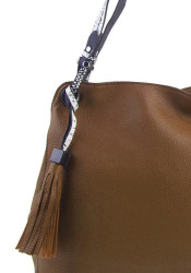 Okrovo hnedá moderná kabelka cez rameno s hadími ramienkami 4896-BB #4