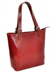 Veľká červená kožená dámska kabelka cez rameno L Artigiano #4