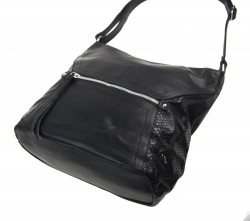 Veľká čierna dámska crossbody kabelka s čelnou priehradkou #3
