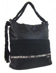 Veľká čierna dámska kabelka s lanovými uchami 4543-BB #1