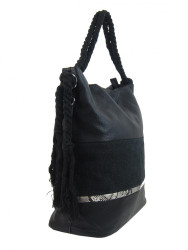 Veľká čierna dámska kabelka s lanovými uchami 4543-BB #2