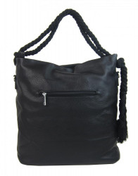 Veľká čierna dámska kabelka s lanovými uchami 4543-BB #3