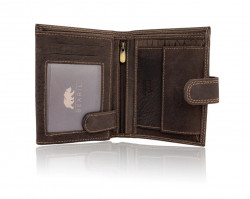 Pánska kožená peňaženka so zapínaním v hnedej farbe – C #1
