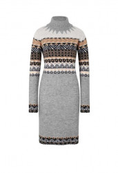 Žakarové pletené šaty Linea Tesini, šedo-farebné #1