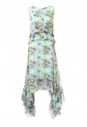 Asymetrické šaty s kvetovanou potlačou, mätové #1