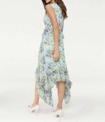 Asymetrické šaty s kvetovanou potlačou, mätové #3