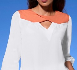 Blúzka s Cut-out výrezmi Ashley Brooke, krémovo-oranžová #4