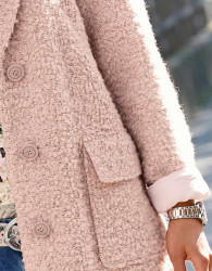 Buklé flaušový kabát, ružový #7