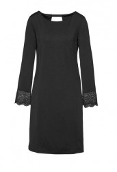 Création L Premium džersejové šaty s čipkou, čierna #1