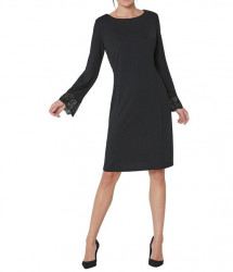Création L Premium džersejové šaty s čipkou, čierna #4