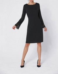 Création L Premium džersejové šaty s čipkou, čierna #5