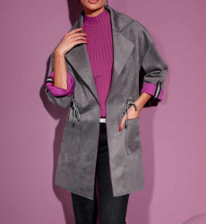 Dlhá bunda v obojstrannom vzhľade Création L, šedo-ružová