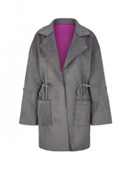 Dlhá bunda v obojstrannom vzhľade Création L, šedo-ružová #1