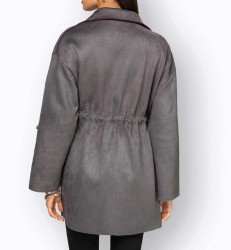 Dlhá bunda v obojstrannom vzhľade Création L, šedo-ružová #3