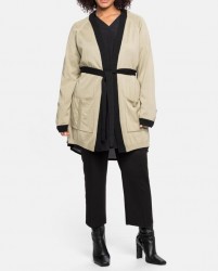 Dlhý kardigán s opaskom a kontrastnými detailmi Sheego, hnedo-čierny #2