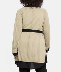 Dlhý kardigán s opaskom a kontrastnými detailmi Sheego, hnedo-čierny #3