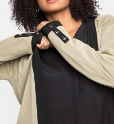 Dlhý kardigán s opaskom a kontrastnými detailmi Sheego, hnedo-čierny #4