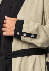 Dlhý kardigán s opaskom a kontrastnými detailmi Sheego, hnedo-čierny #5