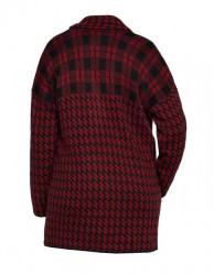 Dlhý vzorovaný pletený kabátik, červeno-čierna #1
