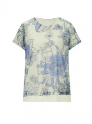 Dvojvrstvové sieťované tričko s potlačou Création L, smotanovo-modré #1