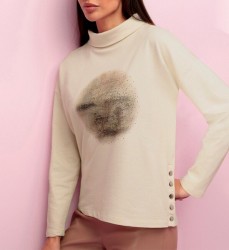 Džersejová roláková mikina s kamienkami HEINE, krémová