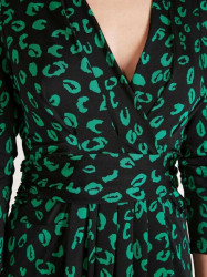 Džersejové šaty s potlačou v zavinovacom vzhľade Ashley Brooke, čierno-zelené #4