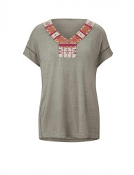 Džersejové tričko s ozdobnými korálkami Linea Tesini, sivobéžová #1