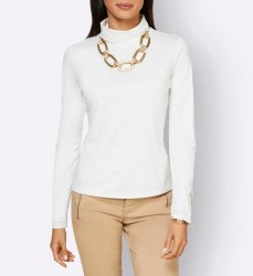 Džersejový rolák so zipsami Création L, biely #2