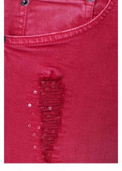 Džínsy s vyšúchaným vzhľadom a flitrami S. Oliver, červené #2