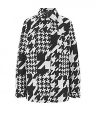 Fleecová košeľová bunda s kohútim vzorom Création L, čierno-biela #1