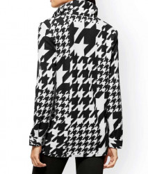 Fleecová košeľová bunda s kohútim vzorom Création L, čierno-biela #3