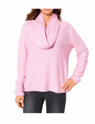 Flitrovaný pulóver so šálom, ružový #1