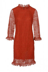 Háčkované šaty s volánmi Ashley Brooke, tehlovo-červená #1