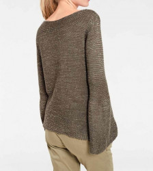 Hrubo pletený sveter, olivovo-zlatý #3