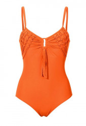 Jednodielne plavky v pletenom vzhľade Heine, oranžová #1