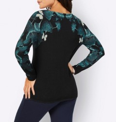 Jemne pletený pulóver s potlačou Création L, čierny #4