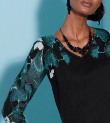 Jemne pletený pulóver s potlačou Création L, čierny #5