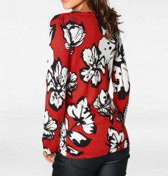 Jemný pletený sveter s kvetinovou potlačou Heine, červeno-biela #3