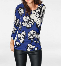 Jemný pletený sveter s kvetinovou potlačou Heine, modro-biela #4