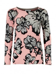 Jemný pletený sveter s kvetinovou potlačou Heine, ružovo-biela #1