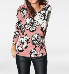 Jemný pletený sveter s kvetinovou potlačou Heine, ružovo-biela #4