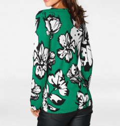 Jemný pletený sveter s kvetinovou potlačou Heine, zeleno-biela #3