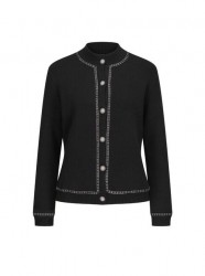 Kardigán s ozdobnými gombíkmi a stuhou Création L, čierny #2